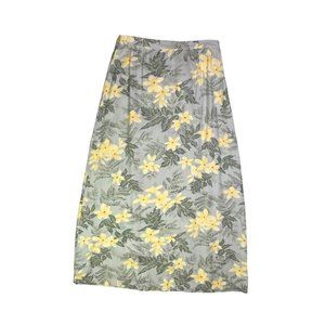 Tommy Bahama Size 10 28" Waist Silk Floral Maxi Skirt Sage Green Yellow Print
